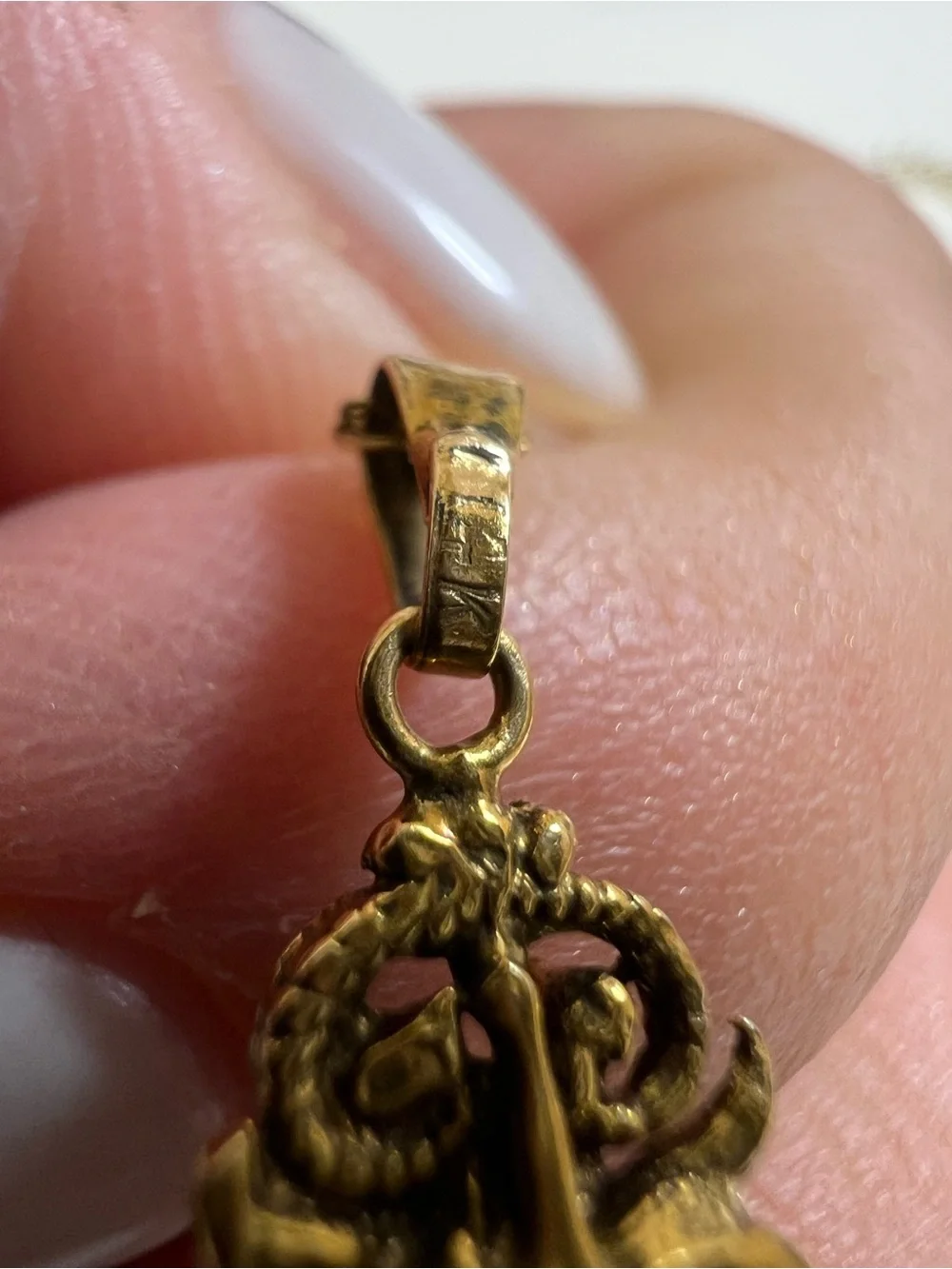 Antique 14K yellow gold with opals pendant necklace - Picture 12 of 15